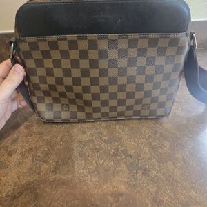 Louis Vuitton Black and Brown Checkered Messenger Bag